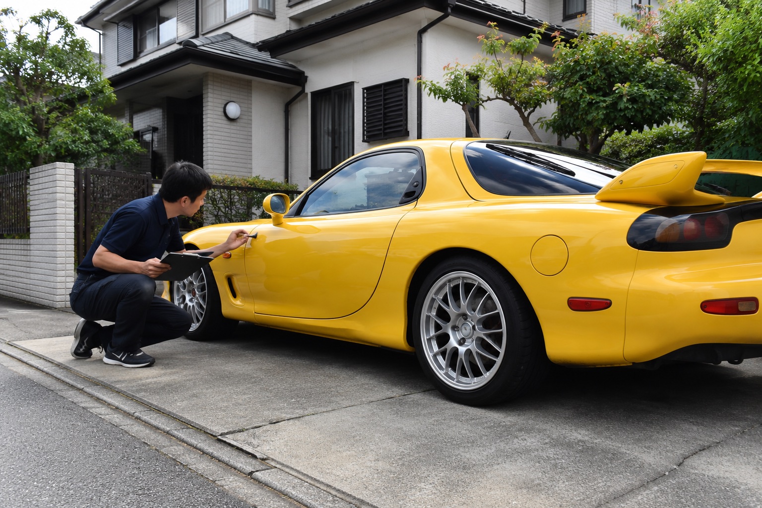 RX-7を査定するスタッフ